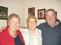 Joy McGuire with Kitty and Daniel Gallagher in Donegal during a family heritage visit